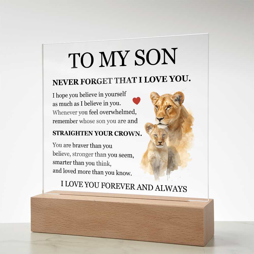Square Acrylic Plaque - To My Son "Never Forget That I Love You"
