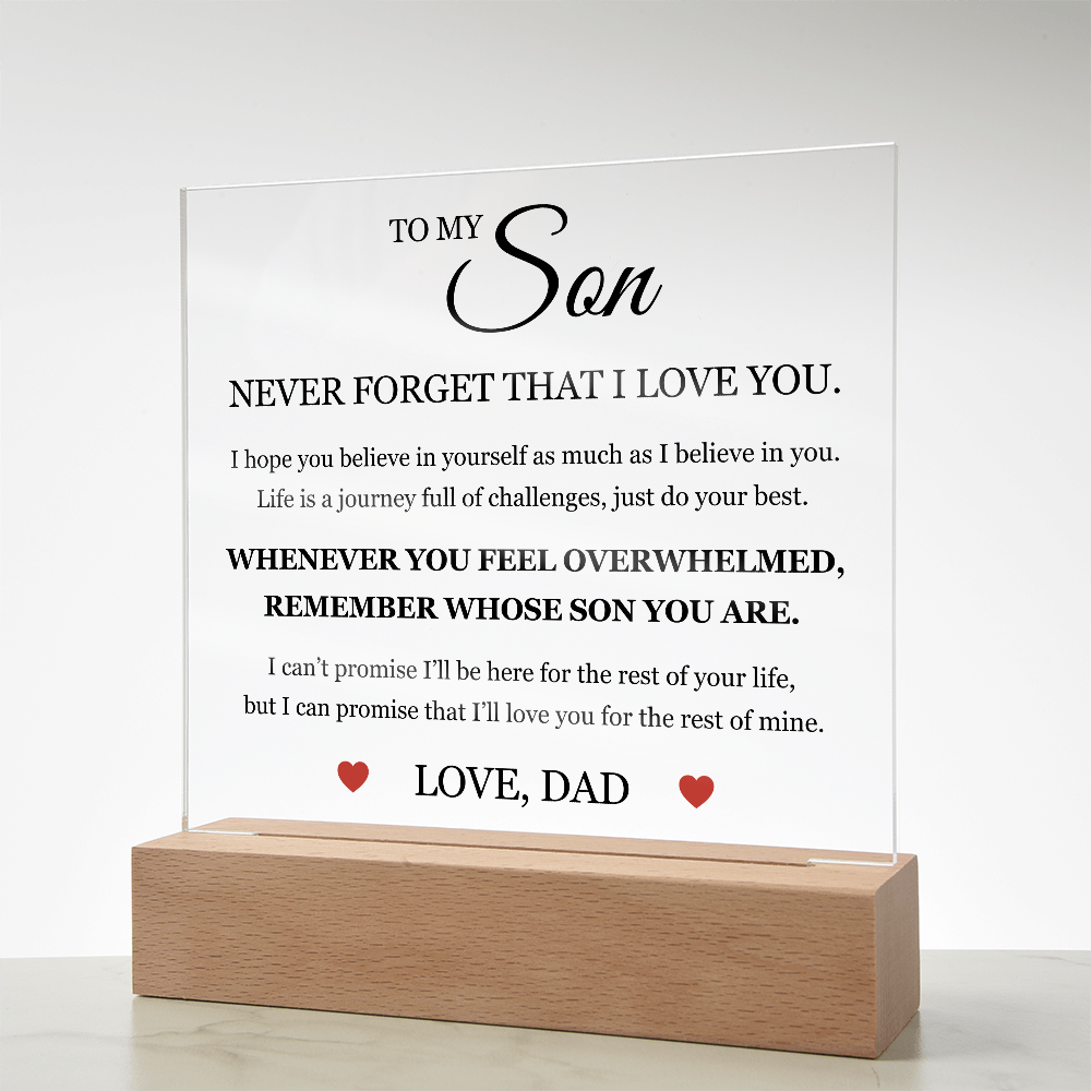 Square Acrylic Plaque - To My Son " Just Do Your Best "