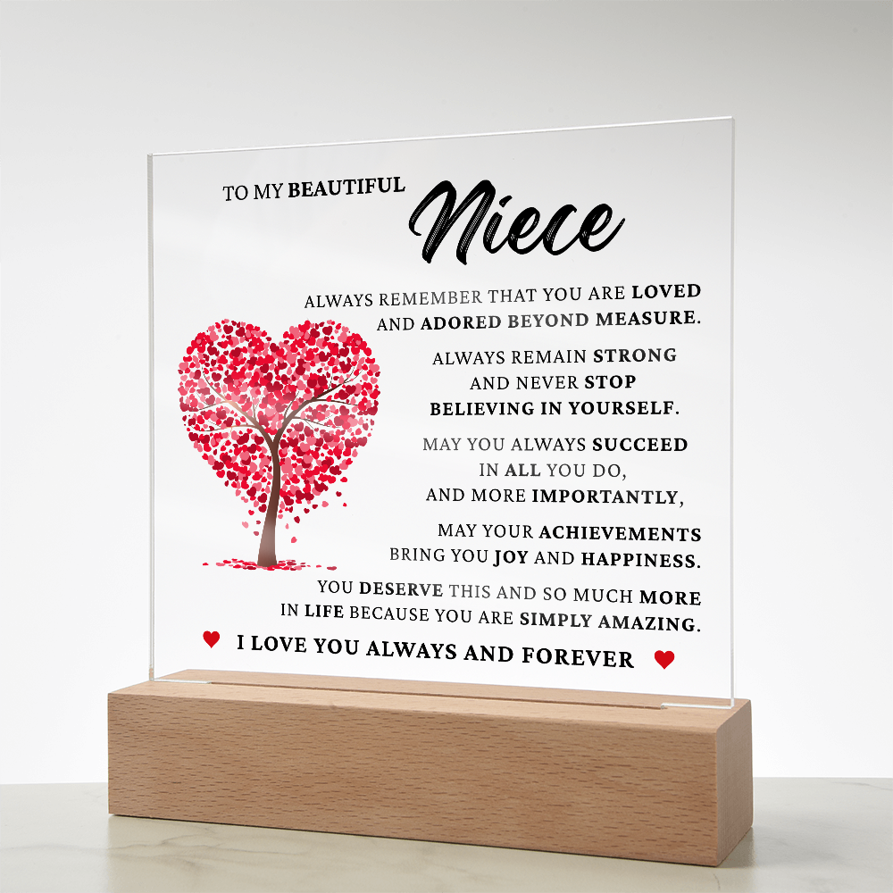 Acrylic Square Plaque - To My Beautiful Niece "You Are Simply Amazing"