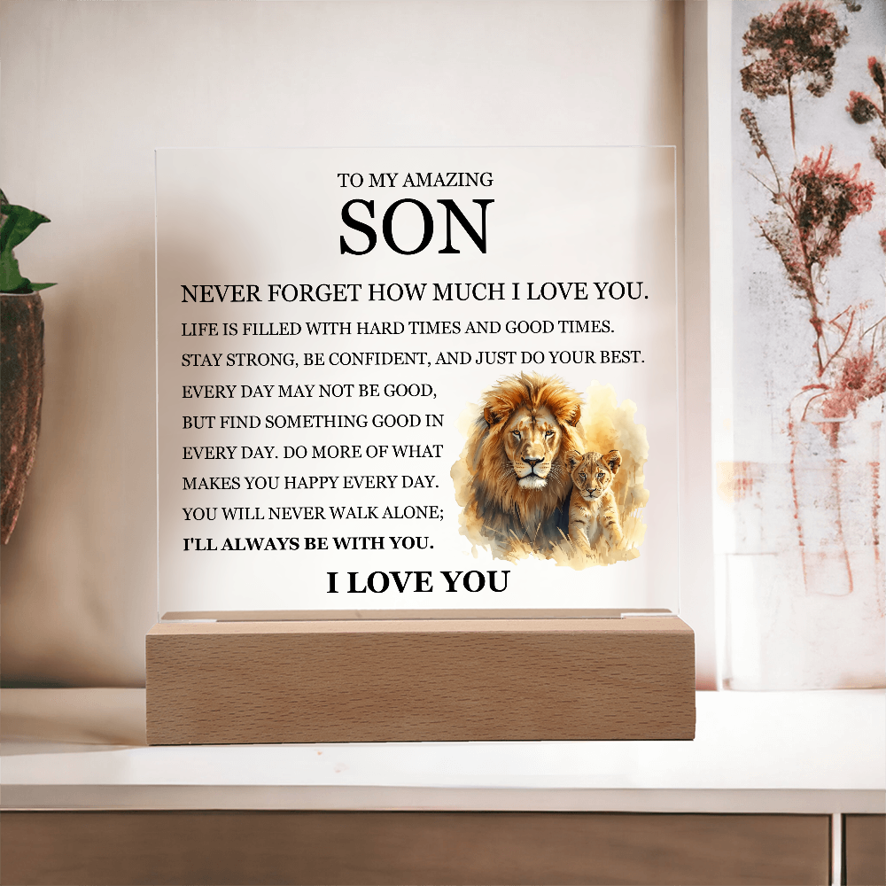 Acrylic Square Plaque - To My Son "Never Forget How Much I Love You"