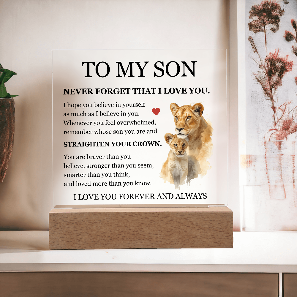 Square Acrylic Plaque - To My Son "Never Forget That I Love You"