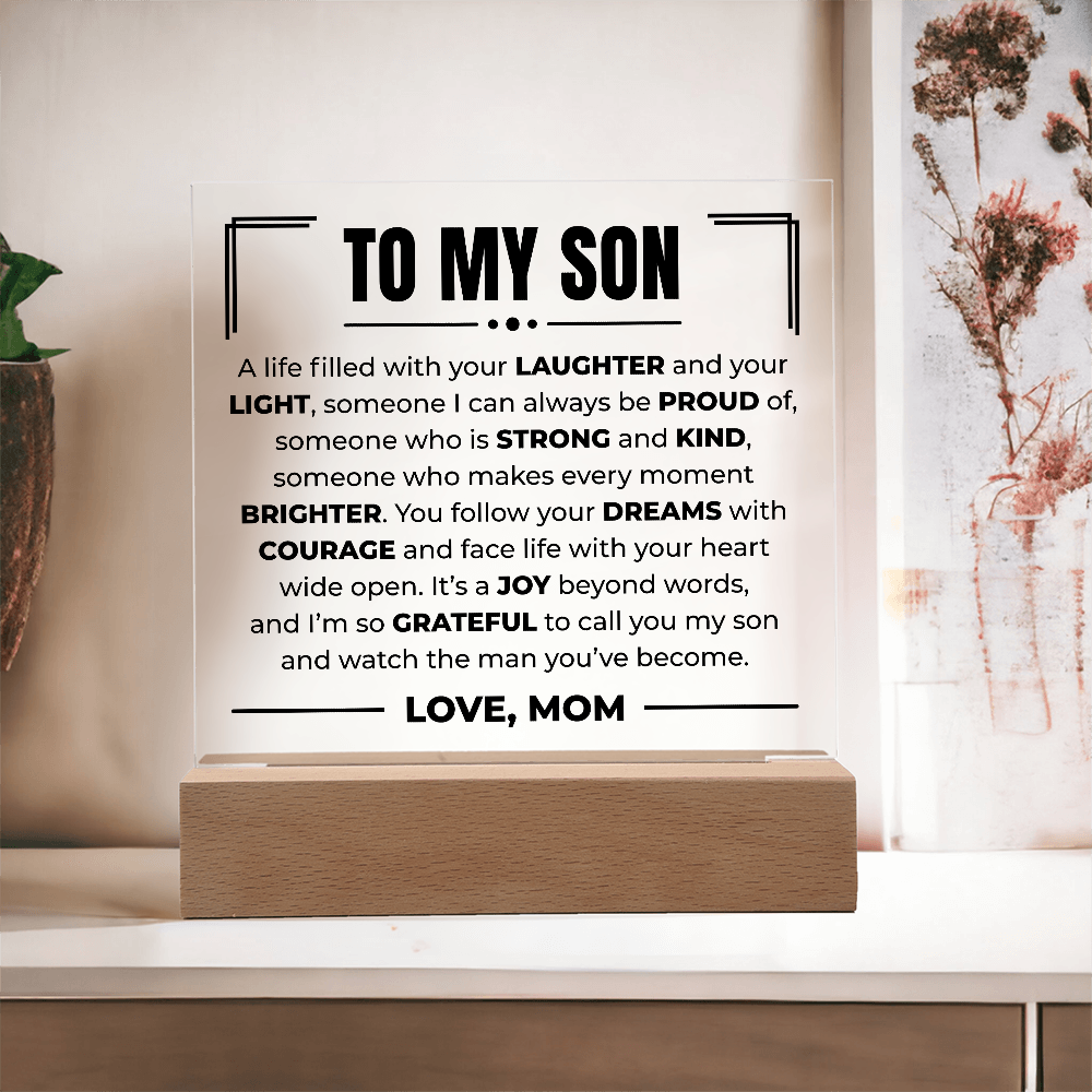 Acrylic Square Plaque - To My Son