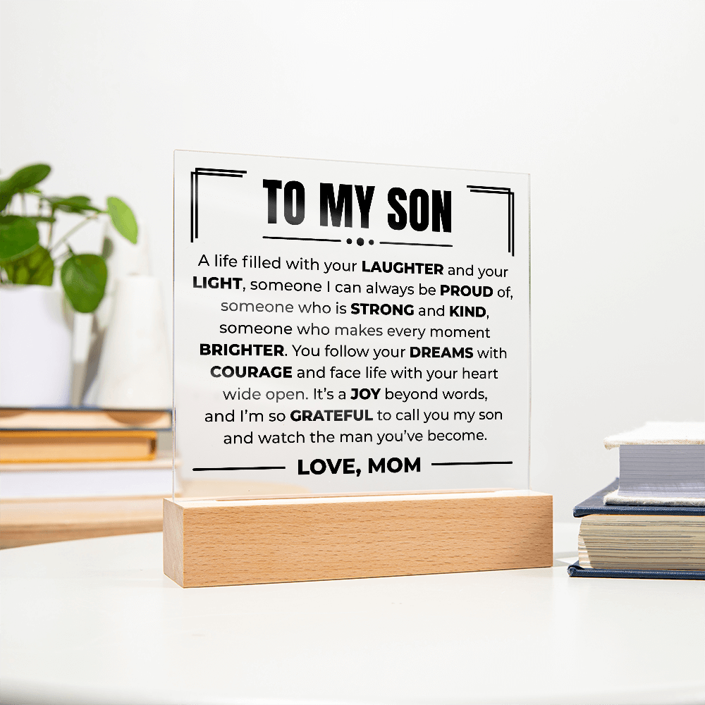 Acrylic Square Plaque - To My Son