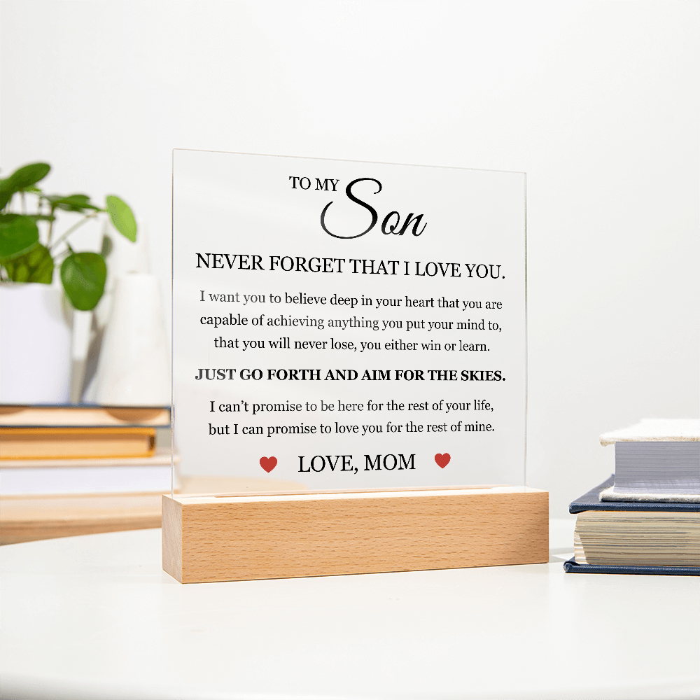 Acrylic Square Plaque - To My Son "Aim for the Skies"