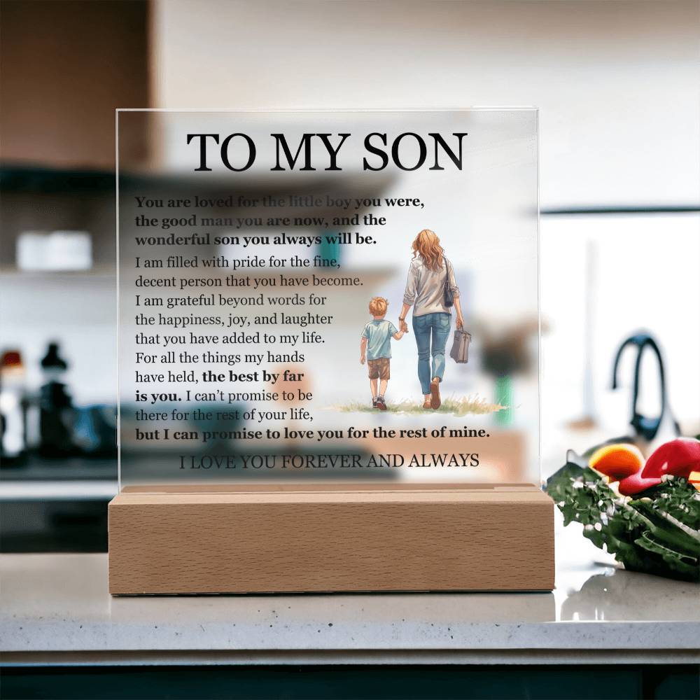 Acrylic Square Plaque - To My Son "The Best By Far is You"