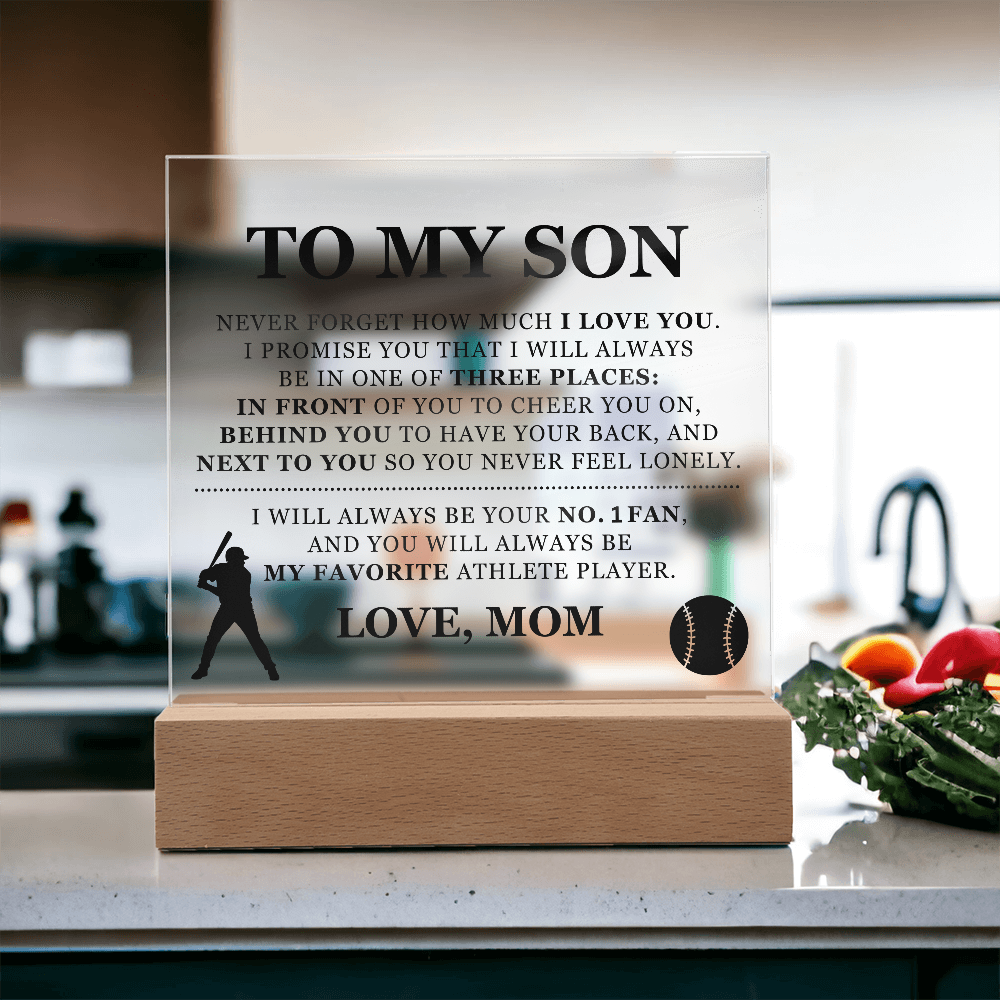 Square Acrylic Plaque - To My Son "I Will Always Be Your No. 1 Fan"