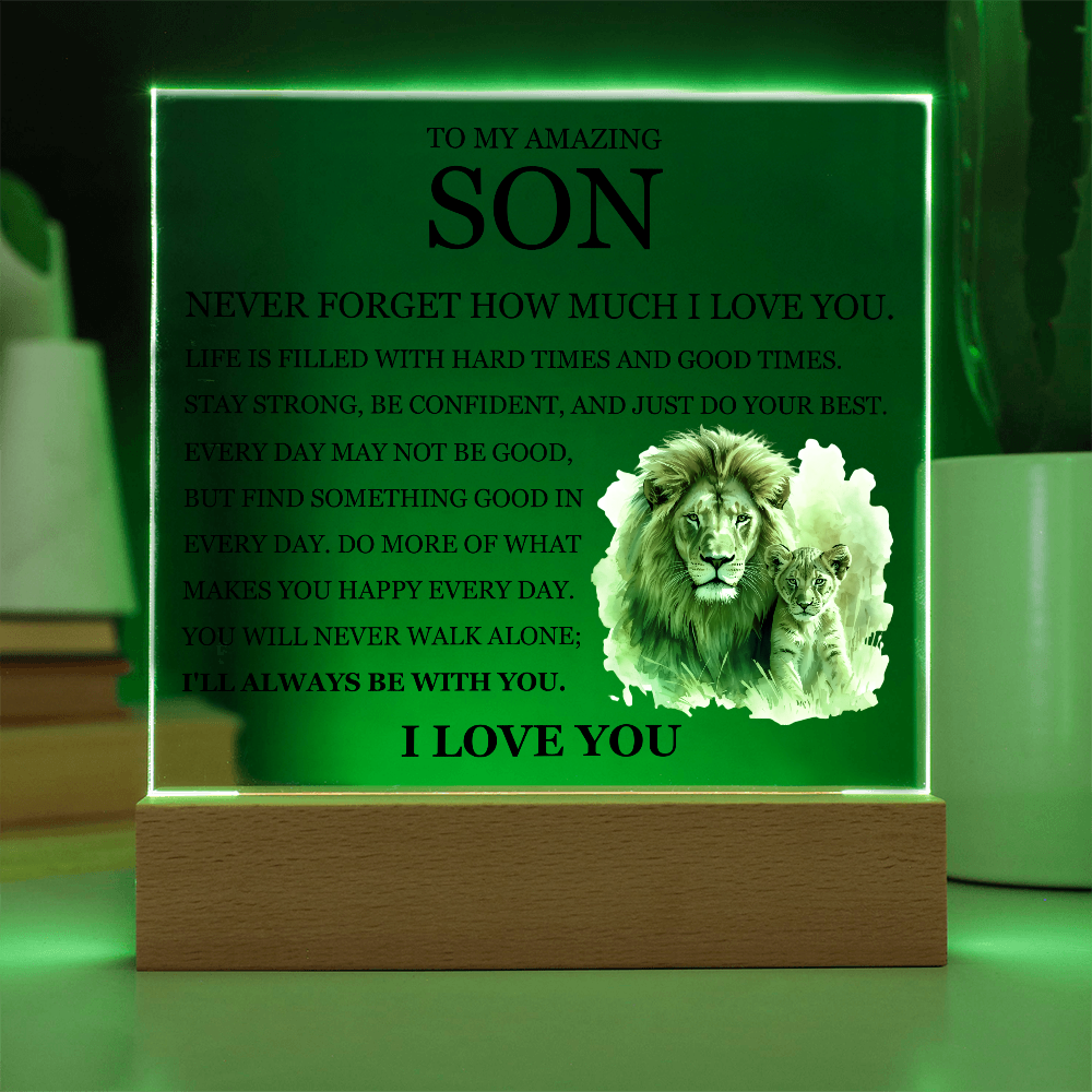 Acrylic Square Plaque - To My Son "Never Forget How Much I Love You"