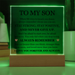 Acrylic Square Plaque - To My Son "Never Give Up"