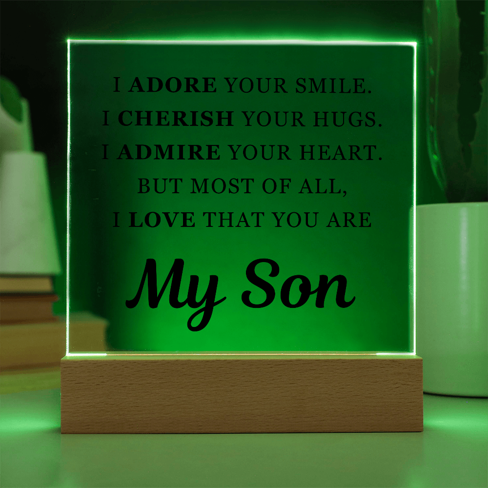 Square Acrylic Plaque - To My Son "I Adore Your Smile"