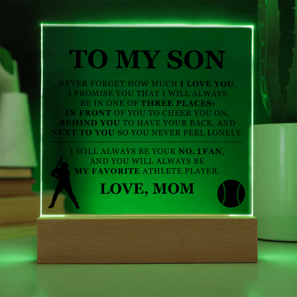 Square Acrylic Plaque - To My Son "I Will Always Be Your No. 1 Fan"