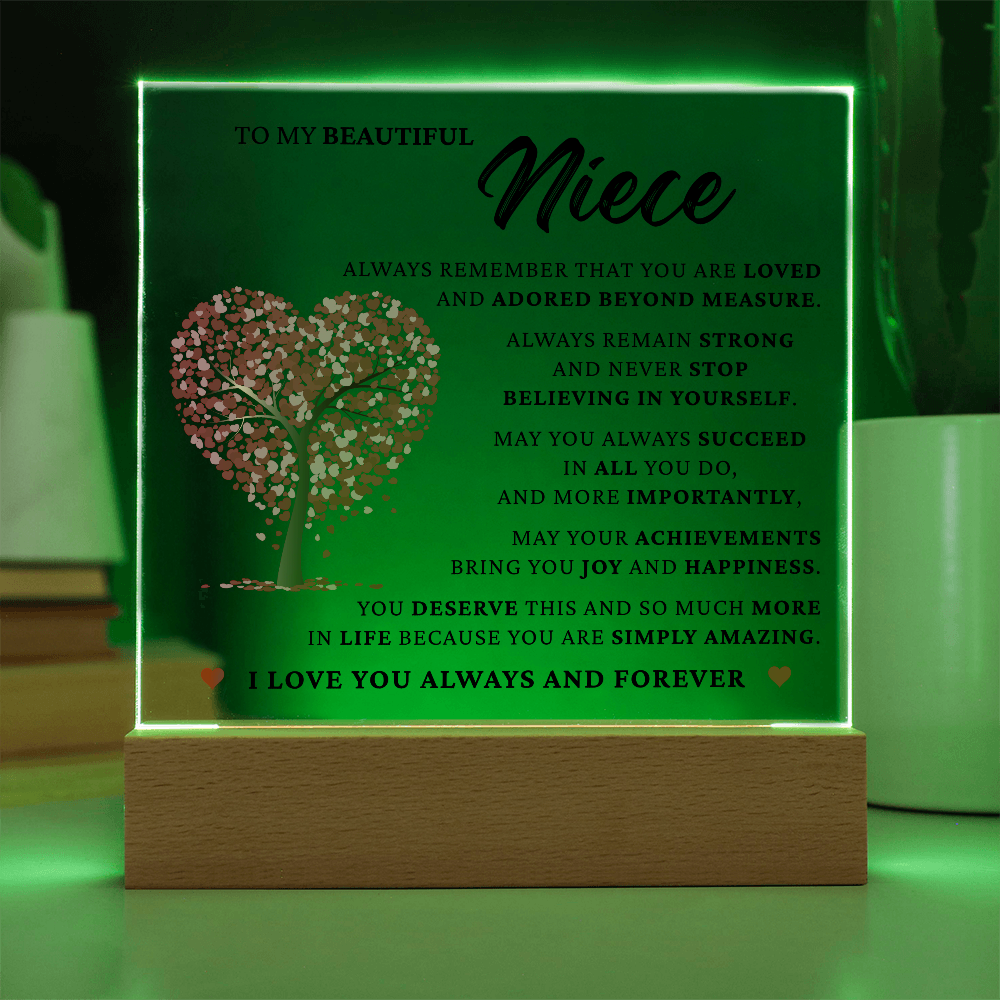 Acrylic Square Plaque - To My Beautiful Niece "You Are Simply Amazing"