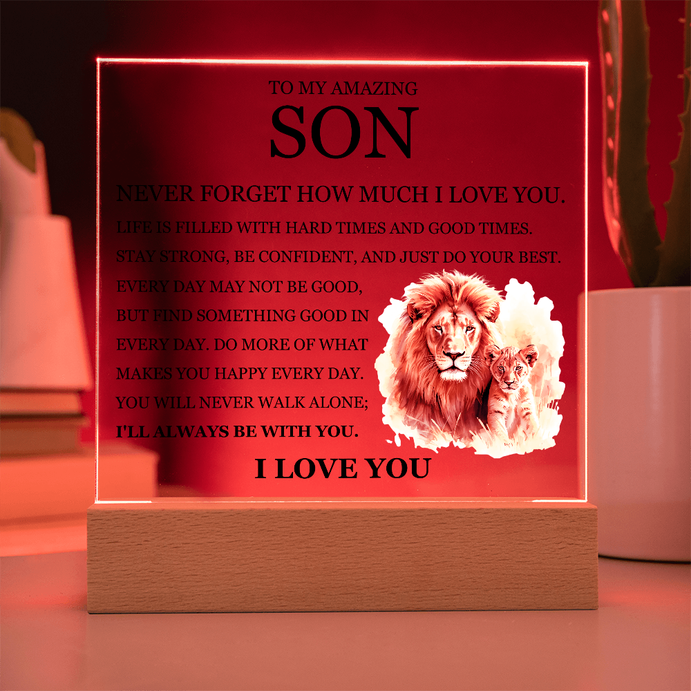 Acrylic Square Plaque - To My Son "Never Forget How Much I Love You"