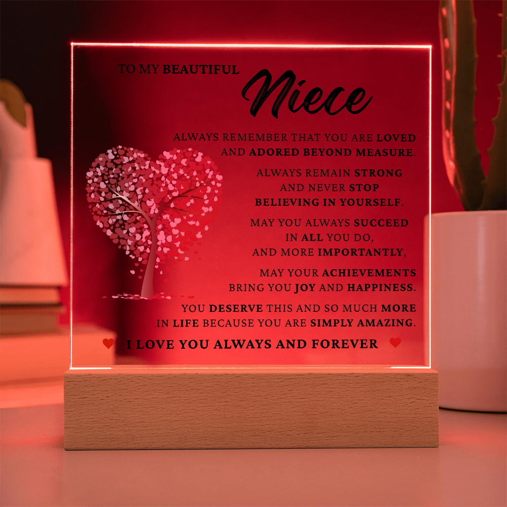 Acrylic Square Plaque - To My Beautiful Niece "You Are Simply Amazing"