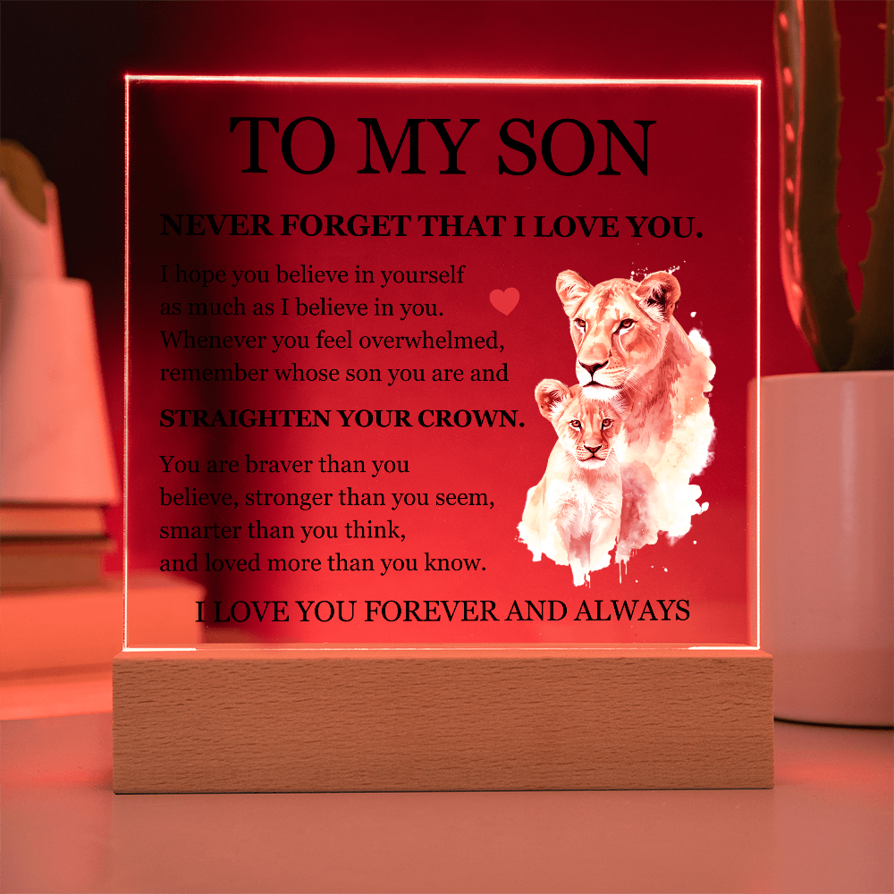 Square Acrylic Plaque - To My Son "Never Forget That I Love You"