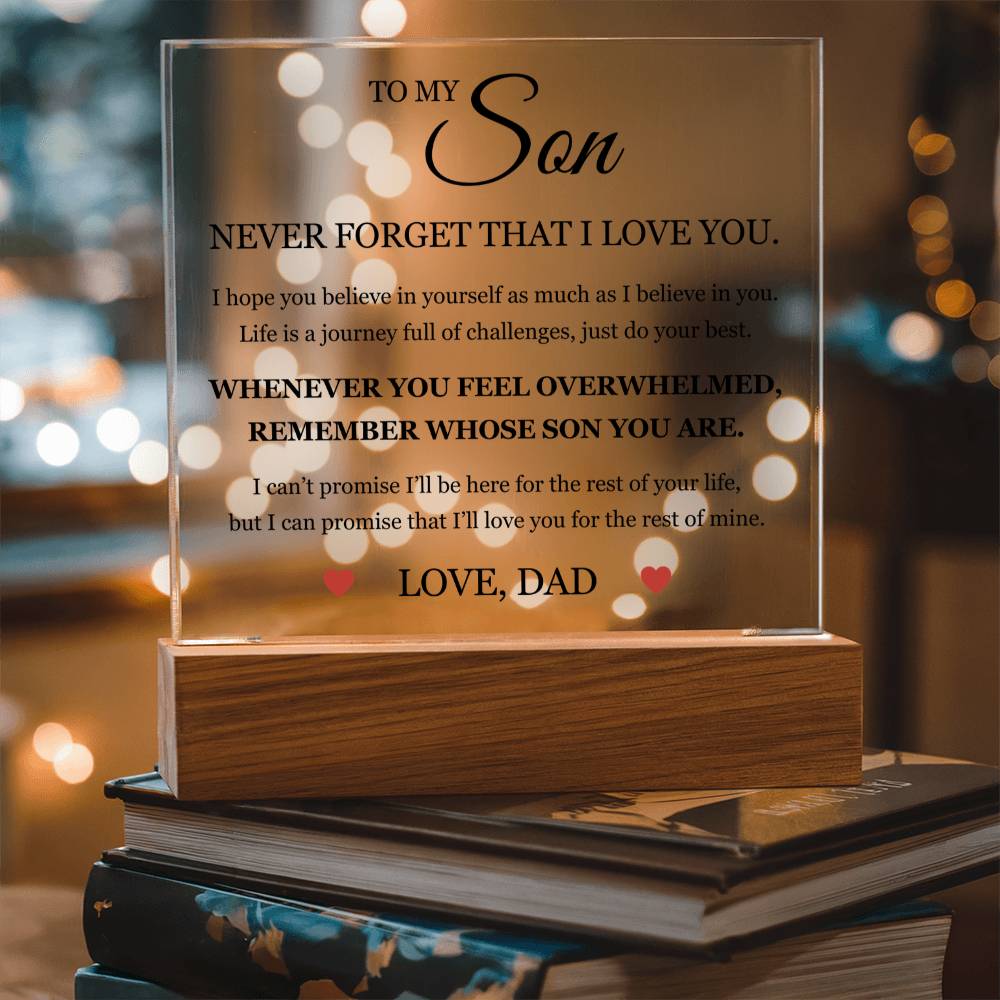 Square Acrylic Plaque - To My Son " Just Do Your Best "