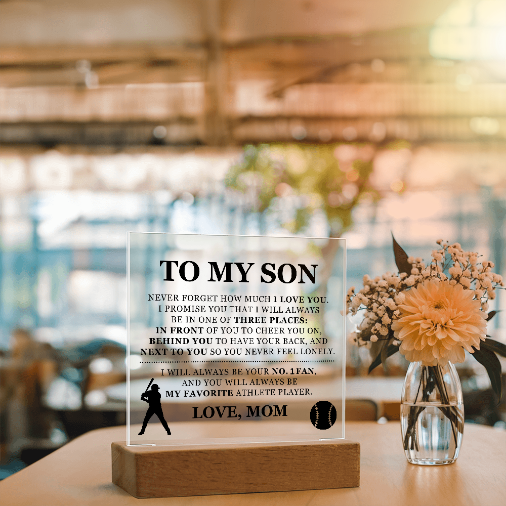 Square Acrylic Plaque - To My Son "I Will Always Be Your No. 1 Fan"