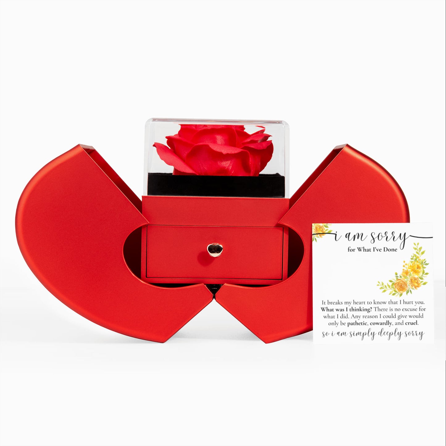 Love Knot Necklace with Red Heart Rose Box - I'm Sorry for What I've Done