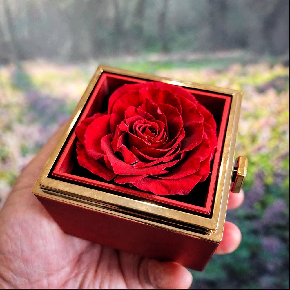 To My Beautiful Wife "Meeting You Was Fate" Love Knot Necklace with Rotating Rose Gift Box