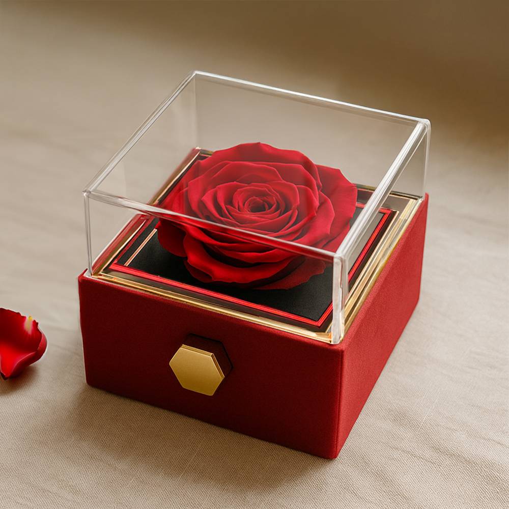 To My Daughter "Love You, Protect You and Believe In You" Love Knot Necklace with Preserved Red Rose