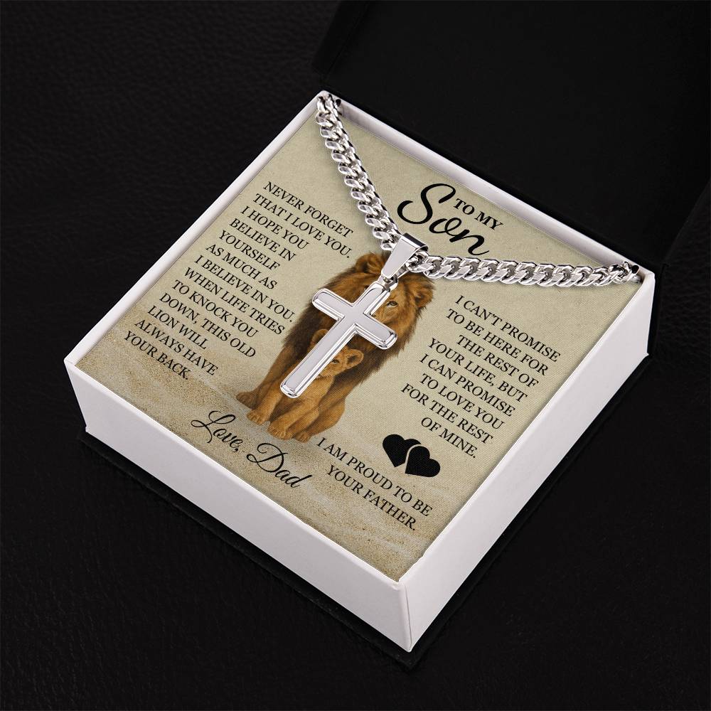 To My Son - Artisan Cross with Cuban Link Chain