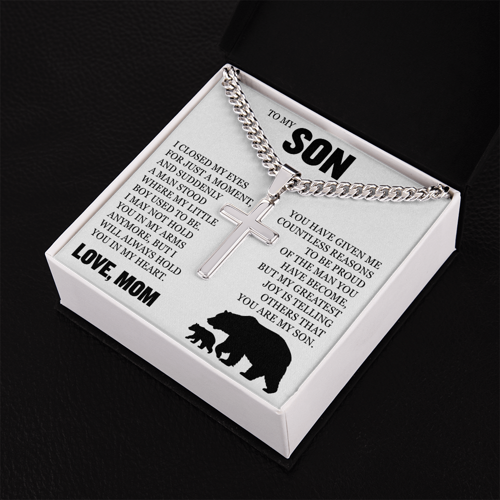 Cross Cuban Link Chain - To My Son "Proud of The Man You have Become"