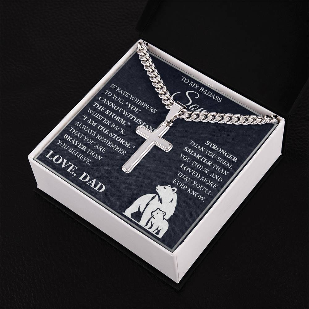 To My Son - Artisan Cross with Cuban Link Chain