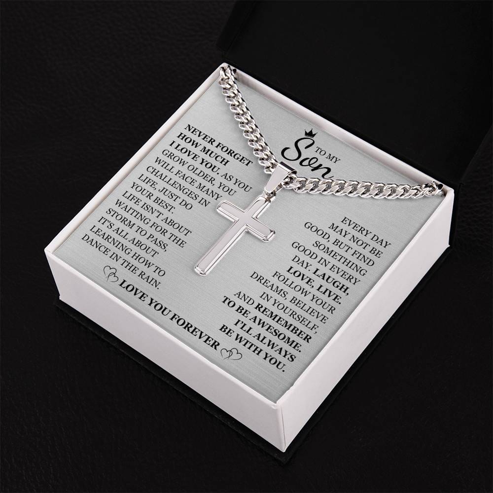 To My Son - Artisan Cross with Cuban Link Chain