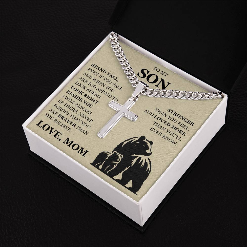 To My Son - Artisan Cross with Cuban Link Chain