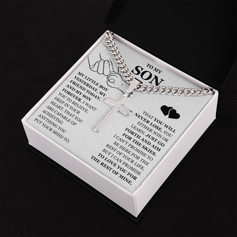 To My Son - Artisan Cross with Cuban Link Chain