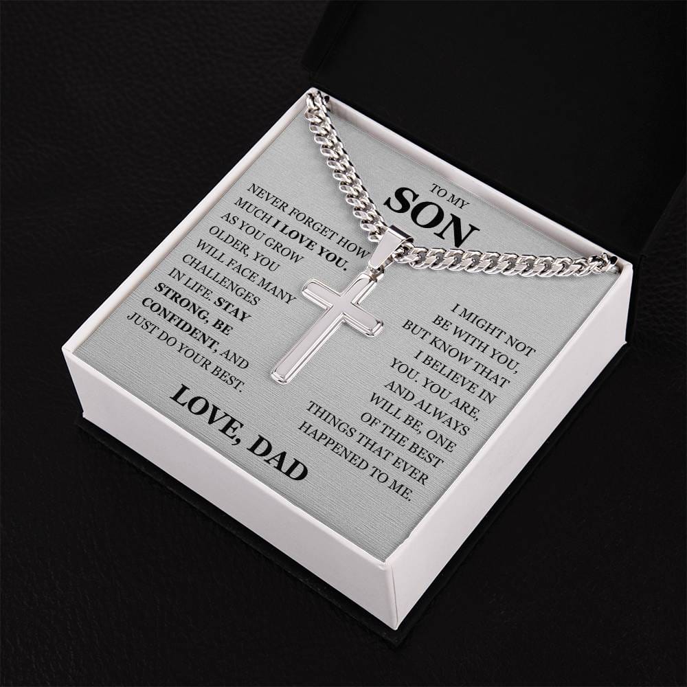 To My Son - Artisan Cross with Cuban Link Chain