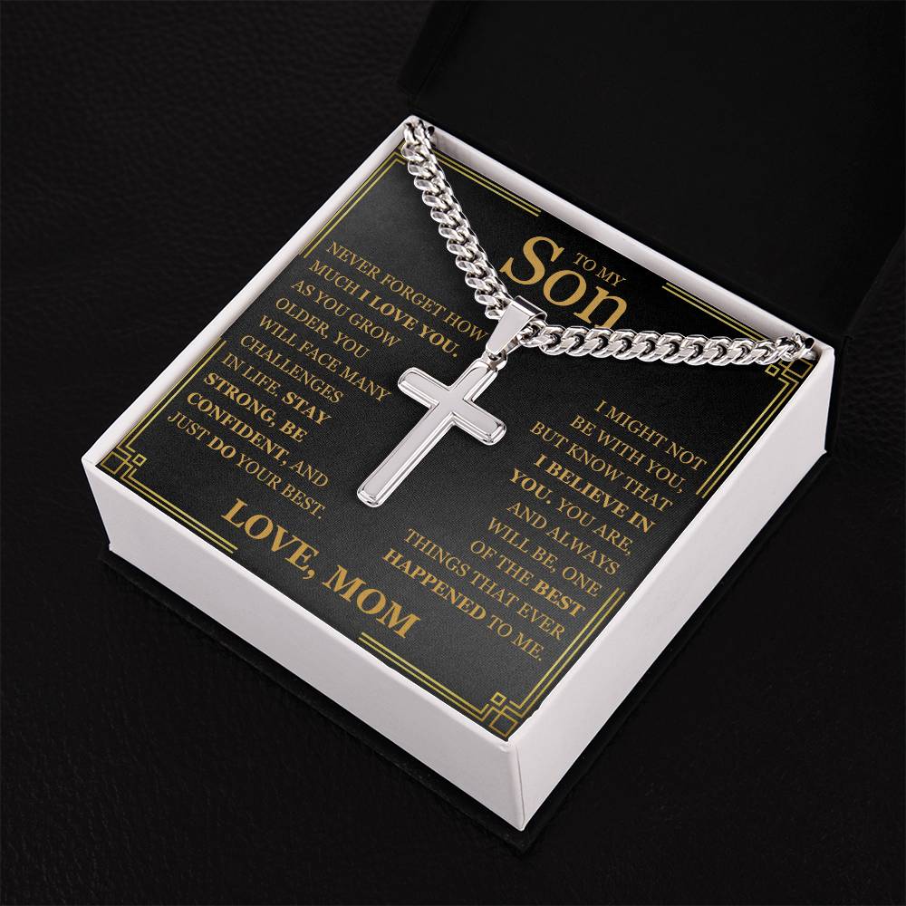 To My Son - Artisan Cross with Cuban Link Chain