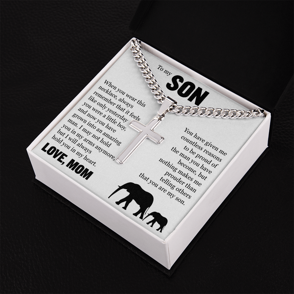 Cross Cuban Link Chain - To My Son "You Have Grown Into and Amazing Man"