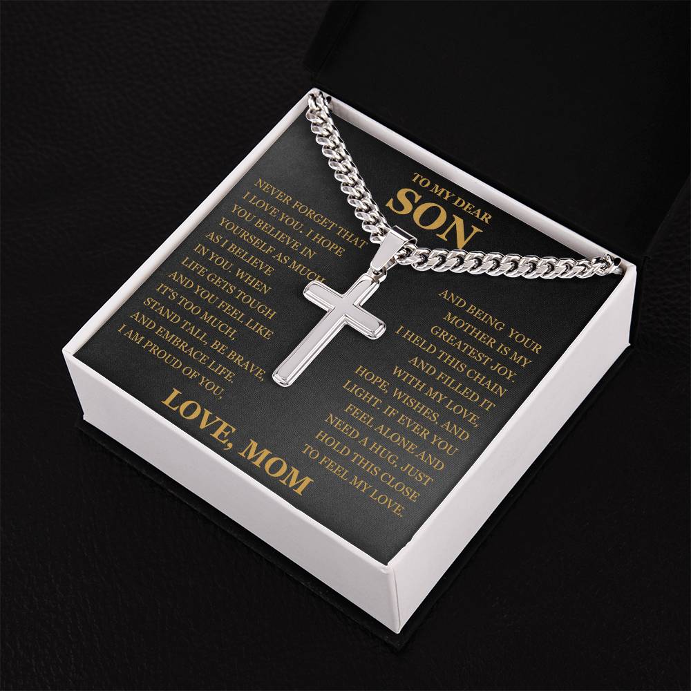To My Son - Artisan Cross with Cuban Link Chain