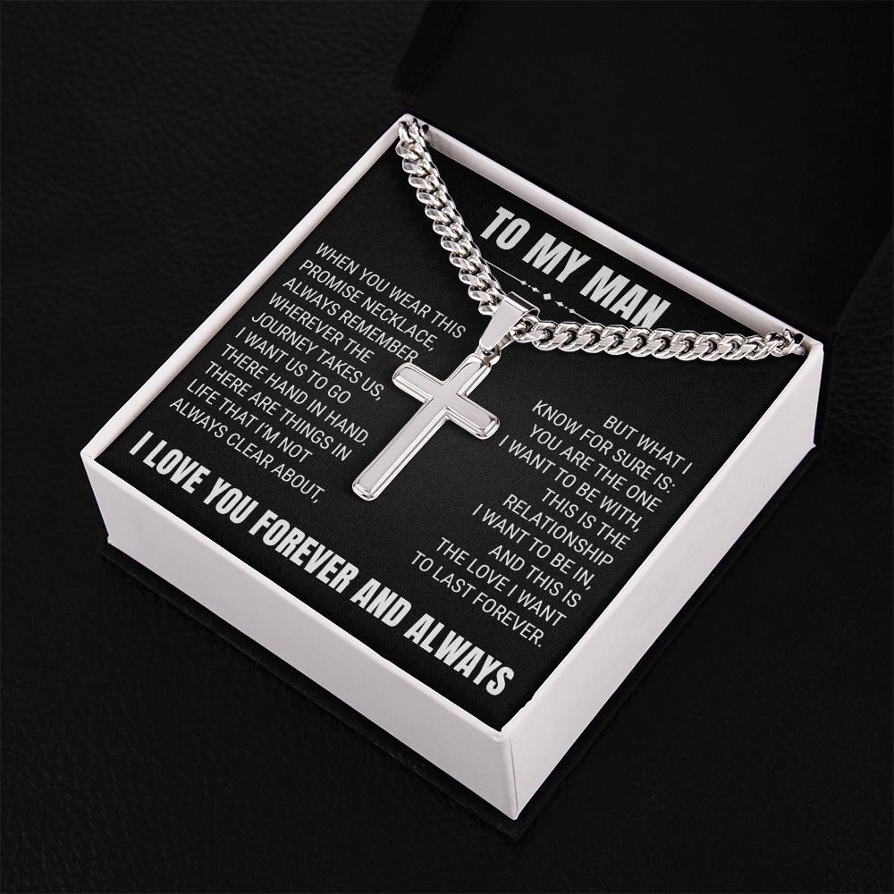 Cross Cuban Link Chain - To My Husband "You Are The One"