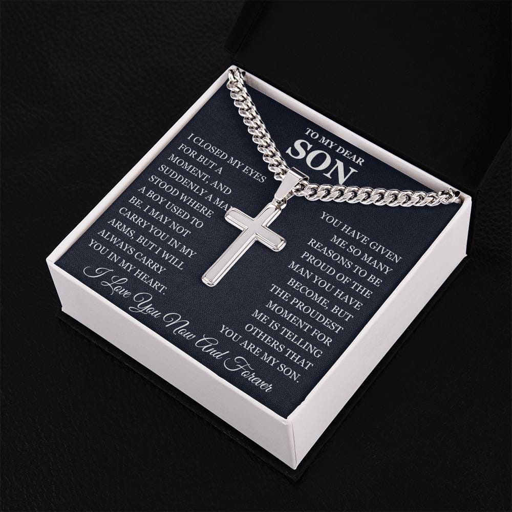 To My Son - Artisan Cross with Cuban Link Chain