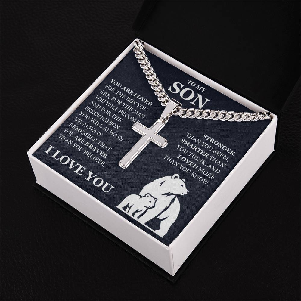 To My Son - Artisan Cross with Cuban Link Chain