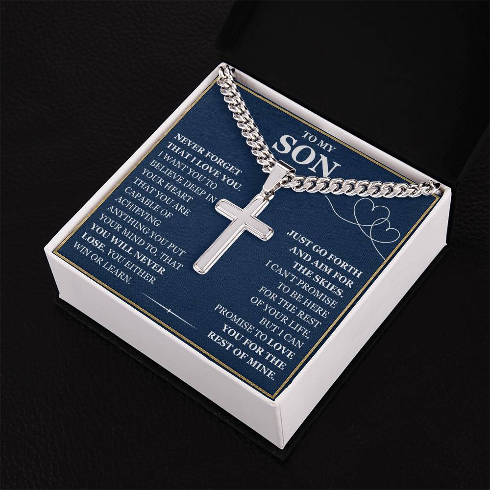 To My Son - Artisan Cross with Cuban Link Chain