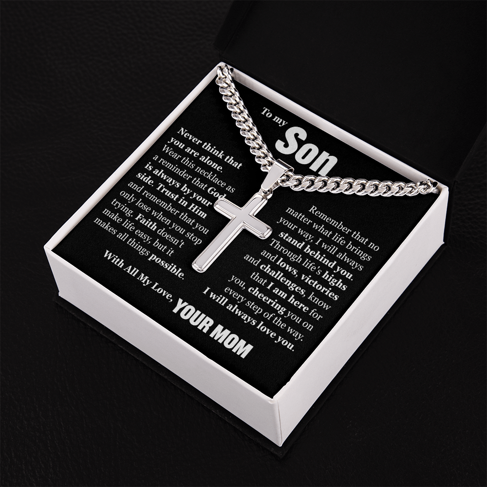 Cross Cuban Link Chain - To My Son "Trust in Him"