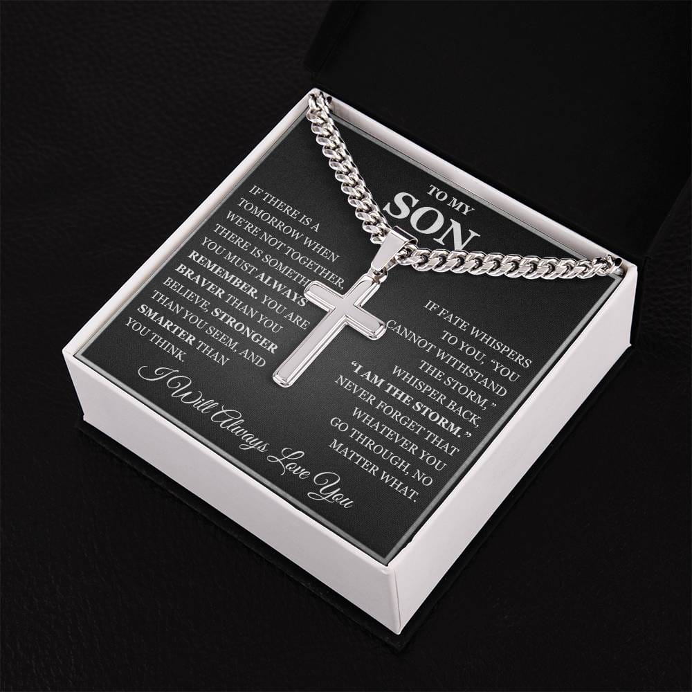 To My Son - Artisan Cross with Cuban Link Chain