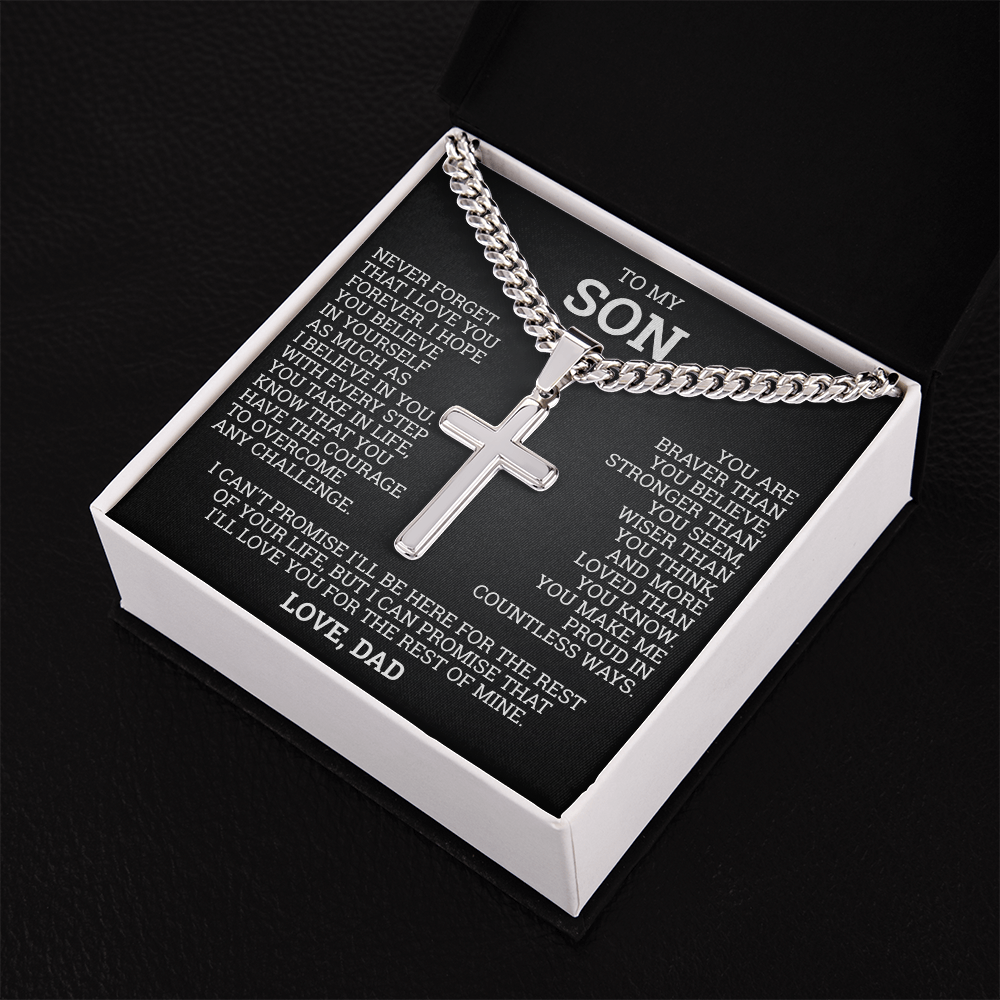 Cross Cuban Link Chain - To My Son "I Hope You Believe In Yourself"