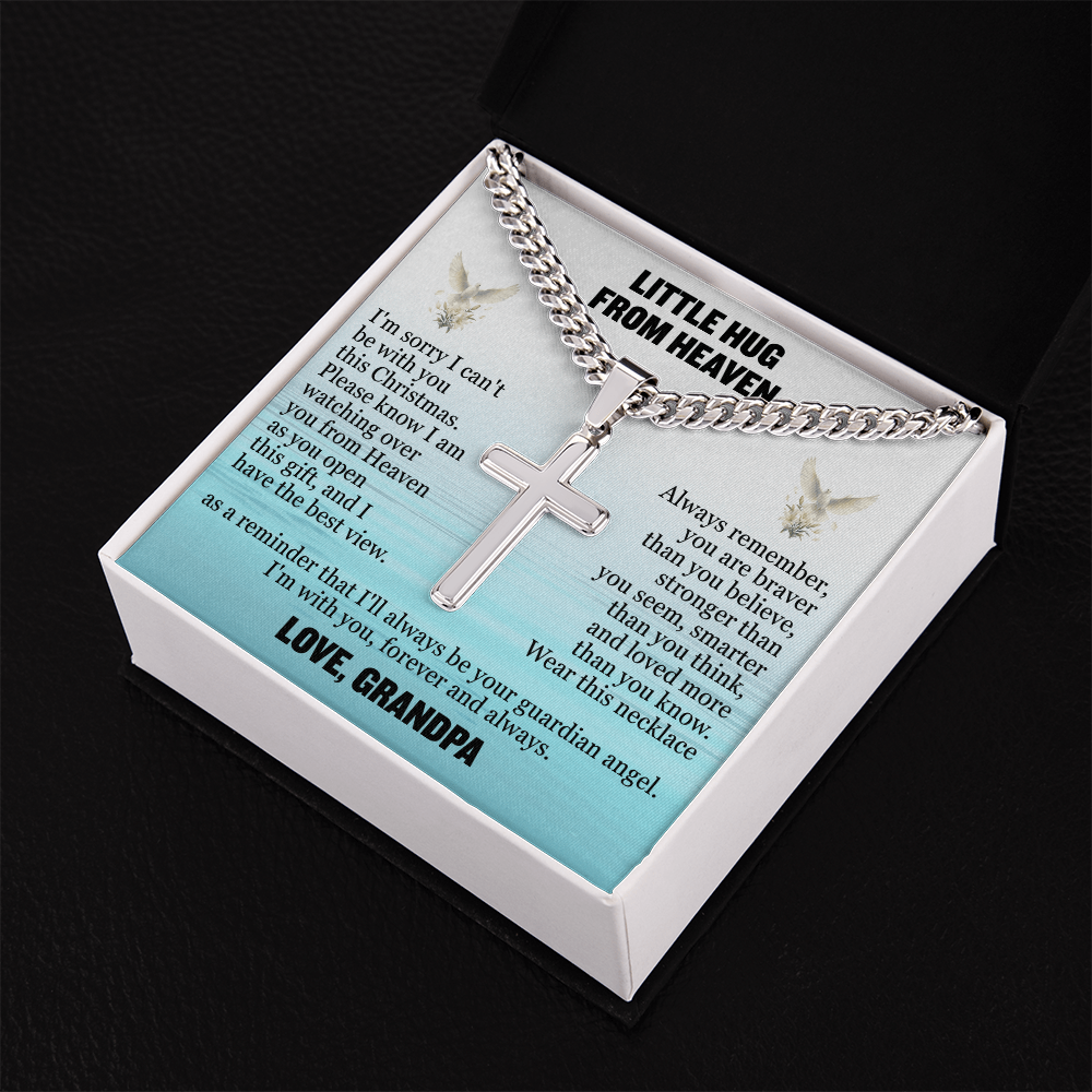 Cross Cuban Link Chain - Little Hug From Heaven From Grandpa