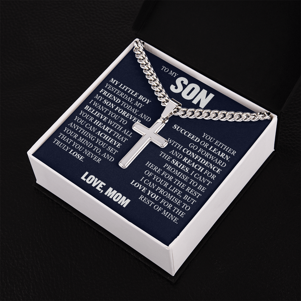 Cross Cuban Link Chain - To My Son "Reach For The Skies"