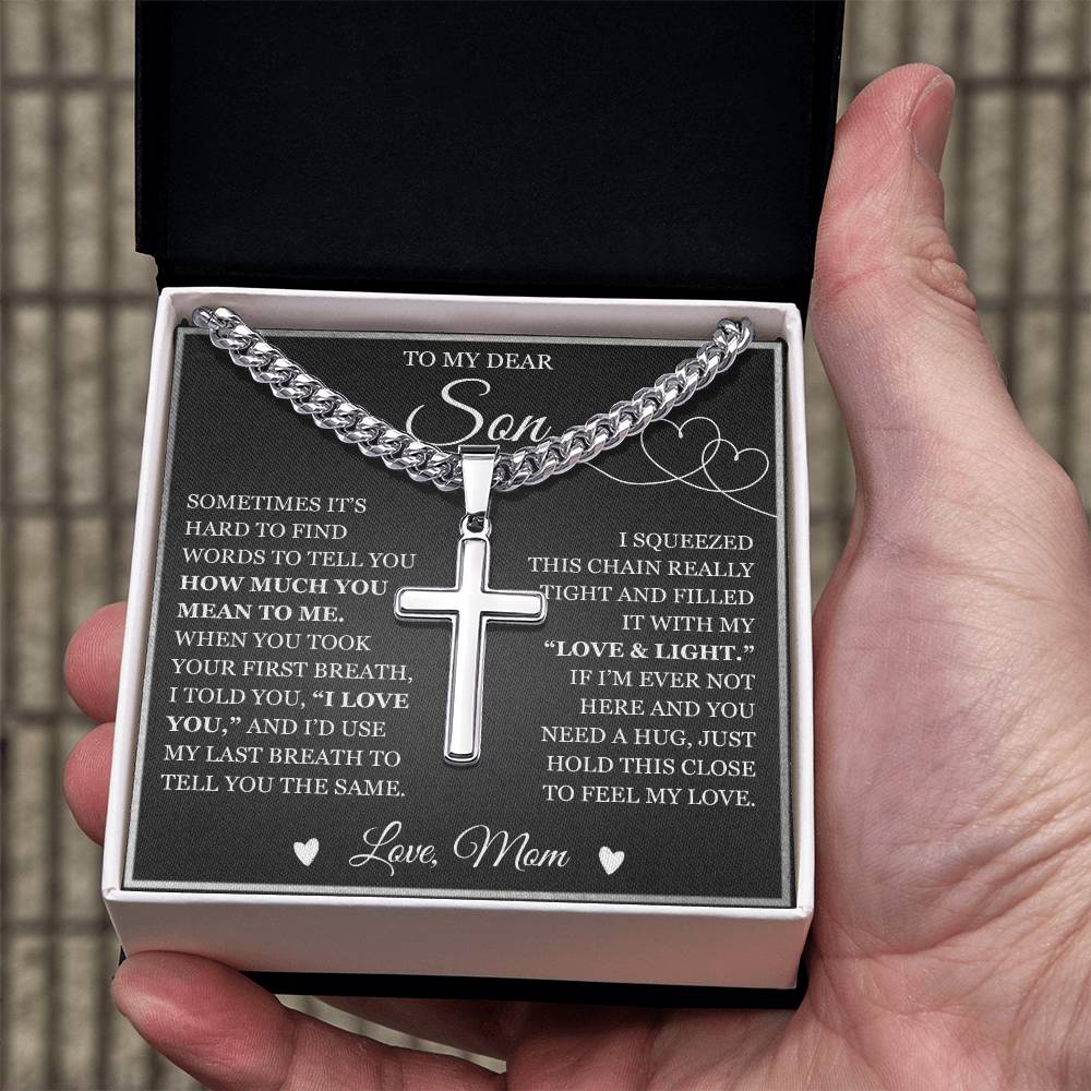 To My Son - Artisan Cross with Cuban Link Chain