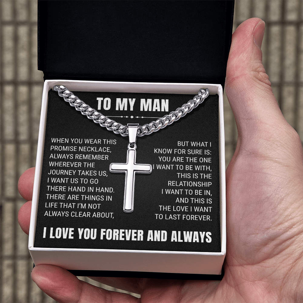 Cross Cuban Link Chain - To My Husband "You Are The One"