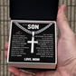 Cross Cuban Link Chain - To My Son "Never Forget That I Love You"