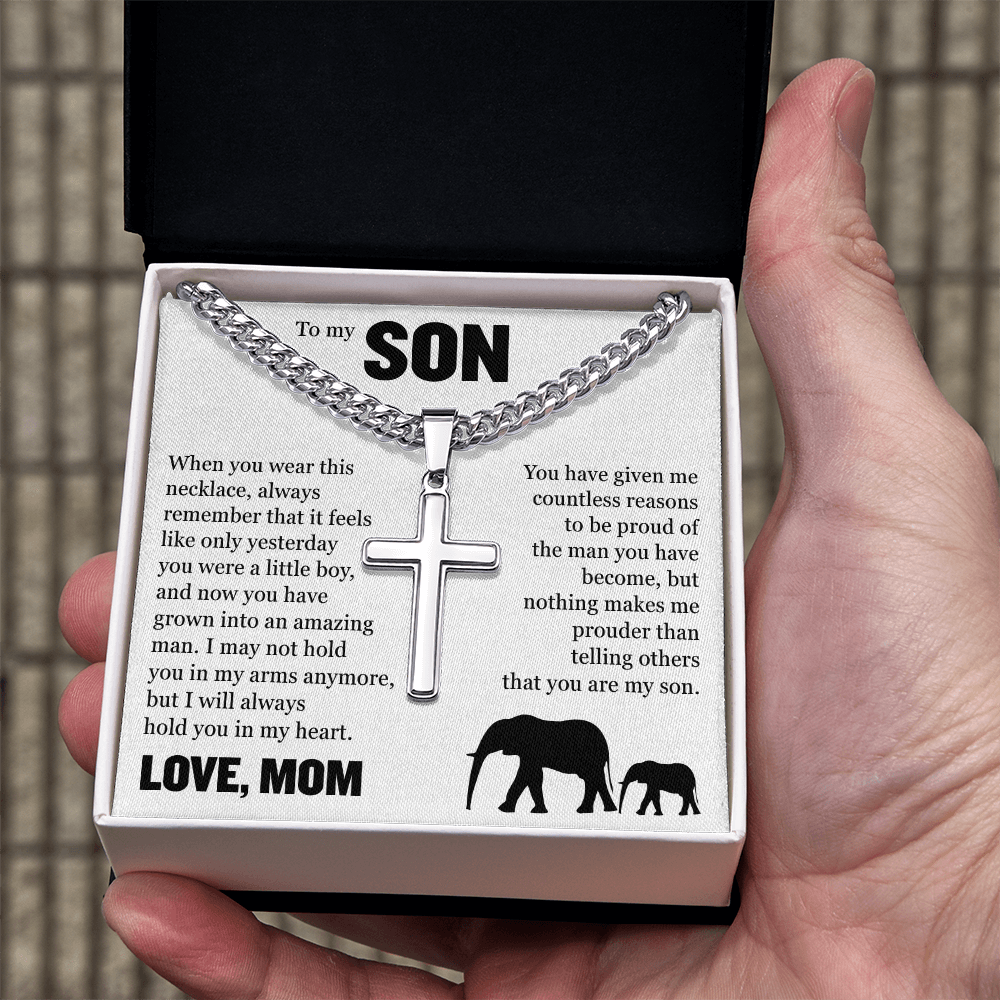Cross Cuban Link Chain - To My Son "You Have Grown Into and Amazing Man"