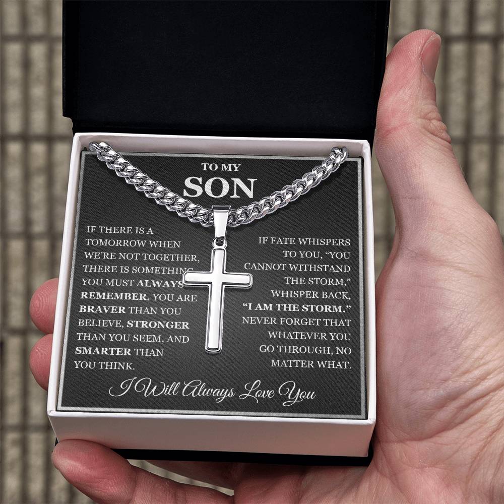 To My Son - Artisan Cross with Cuban Link Chain