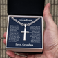 Cross Cuban Link Chain - To Our Grandson "We Love You"
