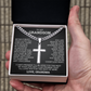 Cross Cuban Link Chain - To My Grandson "You Are Braver Than You Believe"