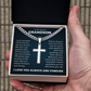 Cross Cuban Link Chain - To My Grandson "Always Be Brave and Strong"